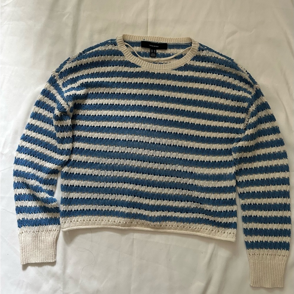 Vero Moda Blue and Cream Striped Sweater